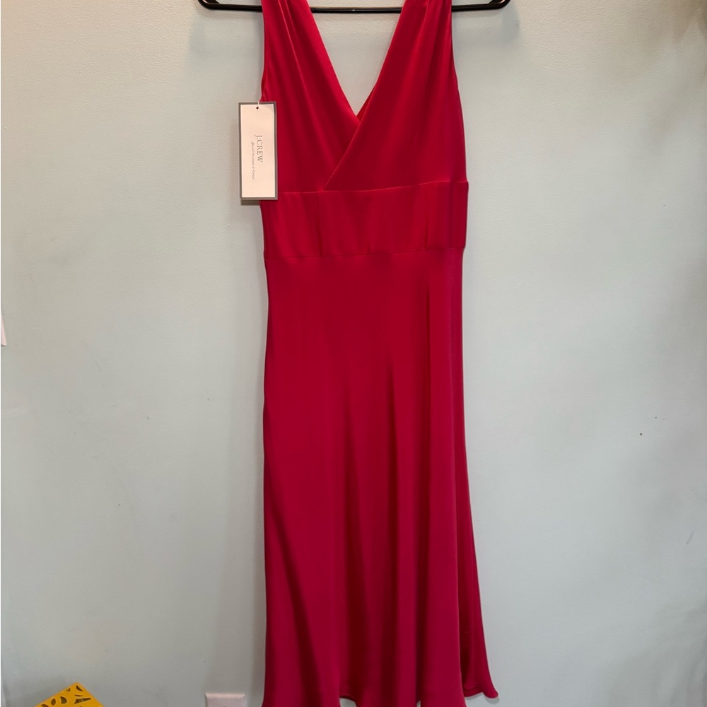 Silk Red Stunning Midi Dress, J Crew